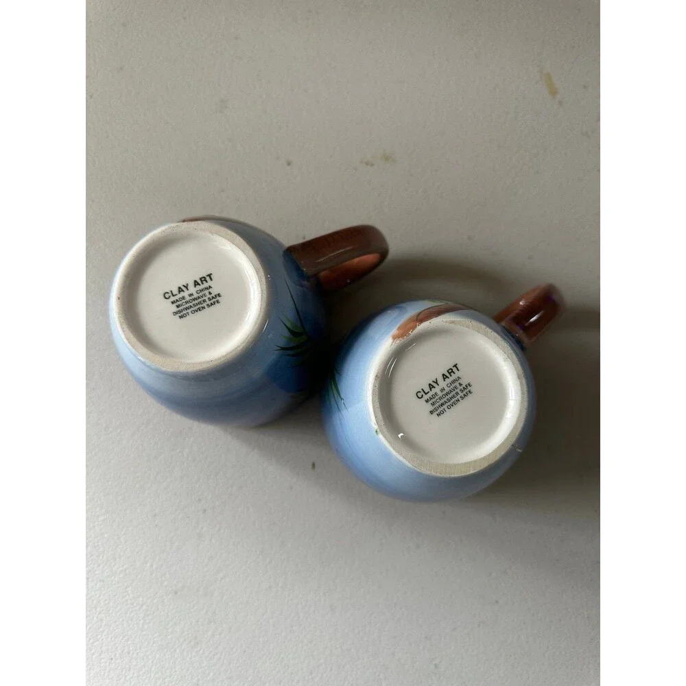 Tropical Holiday By Clay Art Pottery Rare Discontinued Replacement Glazed Mugs